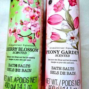 Crystal Waters Bath Salts 2 PK Cherry Blossom & Peony Gardens, Aromatherapy, Spa